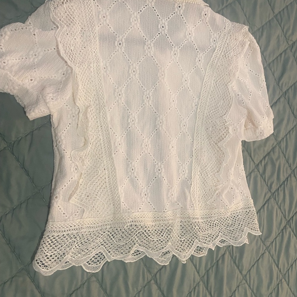 SHEIN Cream Eyelet Lace Blouse